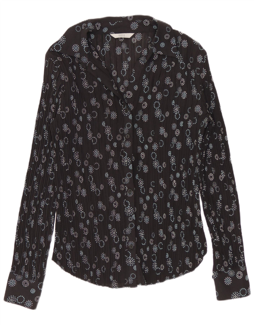 Marks & Spencer Chemise Chemisier Femme UK 8 Petit Noir Géométrique Polyester