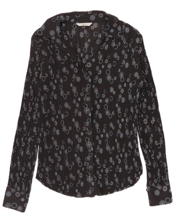 Marks & Spencer Chemise Chemisier Femme UK 8 Petit Noir Géométrique Polyester
