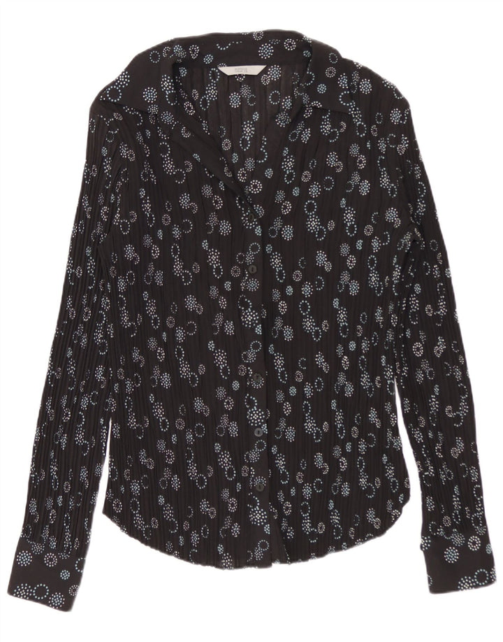 Marks & Spencer Chemise Chemisier Femme UK 8 Petit Noir Géométrique Polyester
