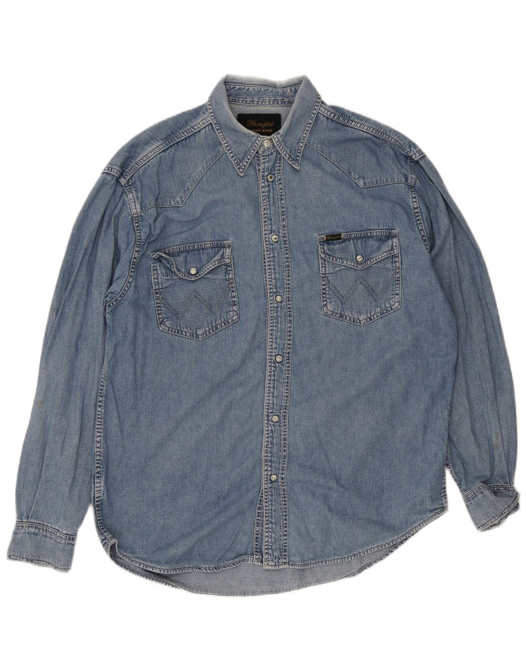 Wrangler Chemise en jean western pour homme en coton bleu moyen