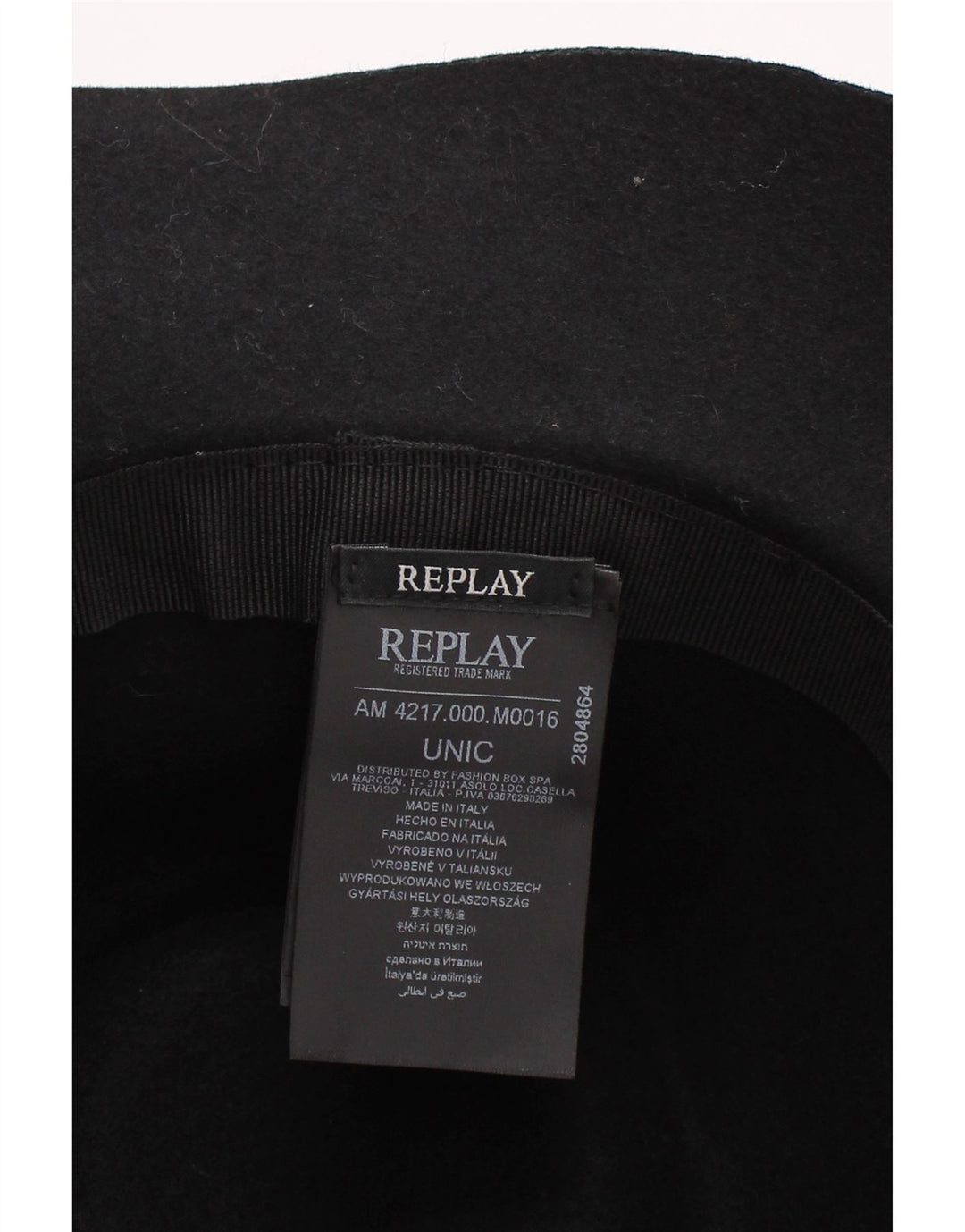 Replay Chapeau Fedora Femme Taille Unique Noir Laine Classique