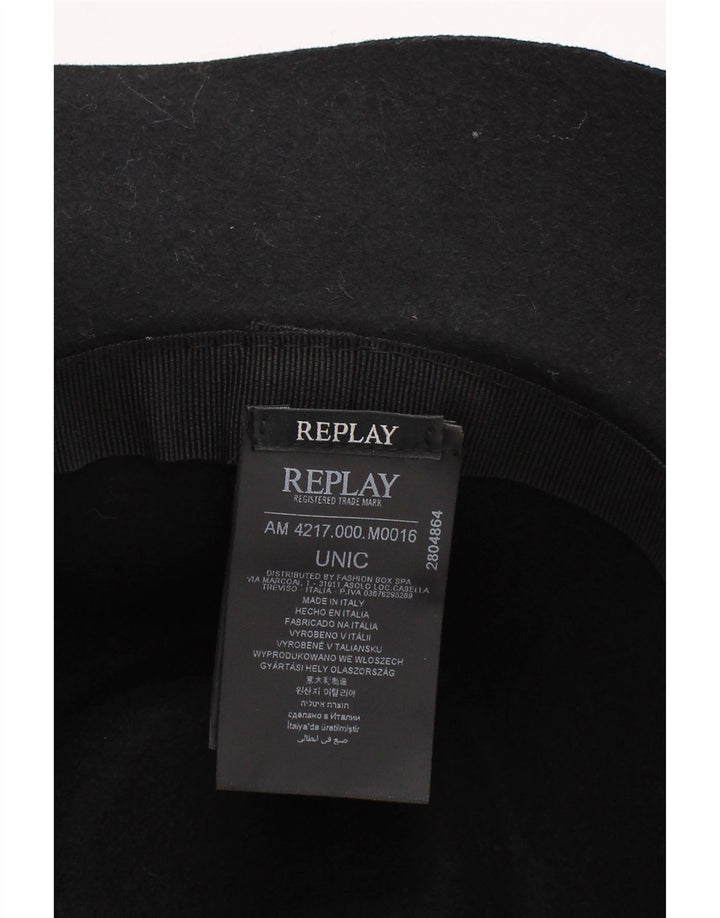 Replay Chapeau Fedora Femme Taille Unique Noir Laine Classique