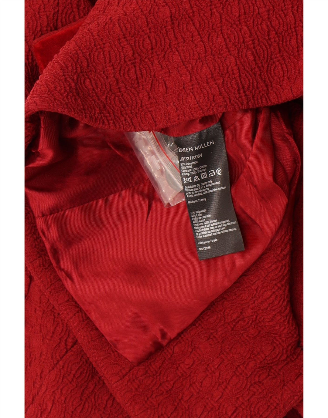 Karen Millen Veste blazer courte pour femme UK 12 Medium Bordeaux Polyamide