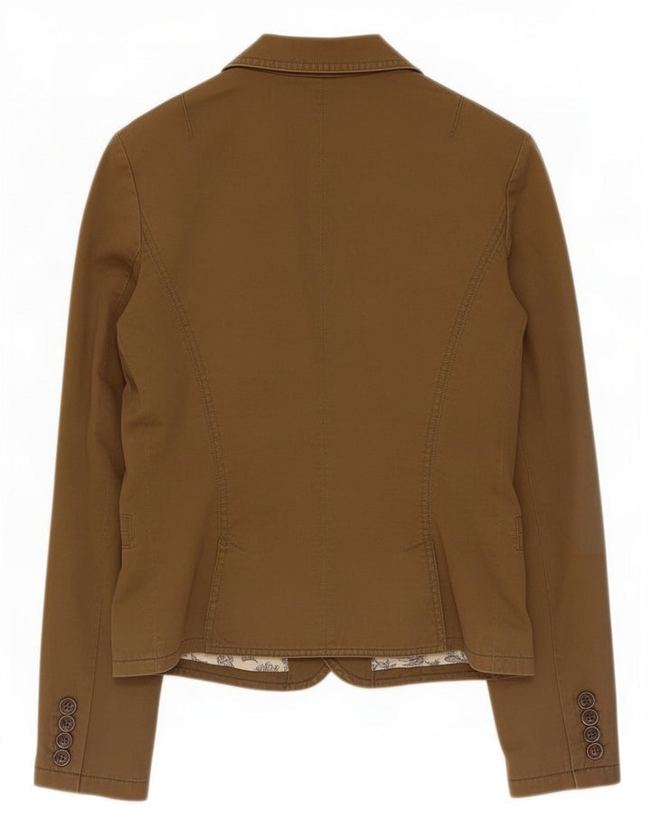 Zara Veste blazer à 2 boutons pour femme UK 12 en coton kaki moyen