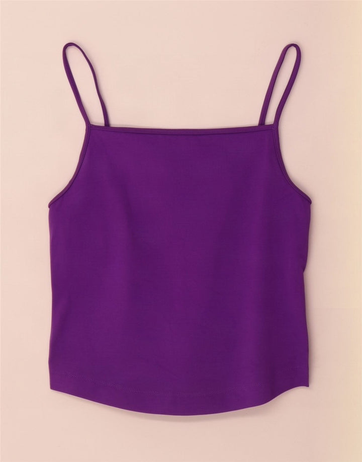 Zara Womens Cami Top UK 14 Large Violet Coton