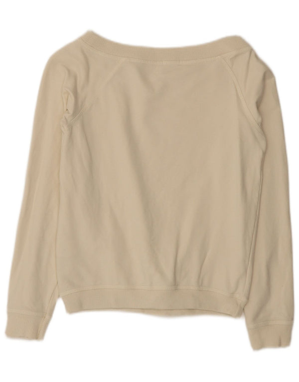 Benetton Sweat-shirt court pour femme UK 10 Petit coton beige