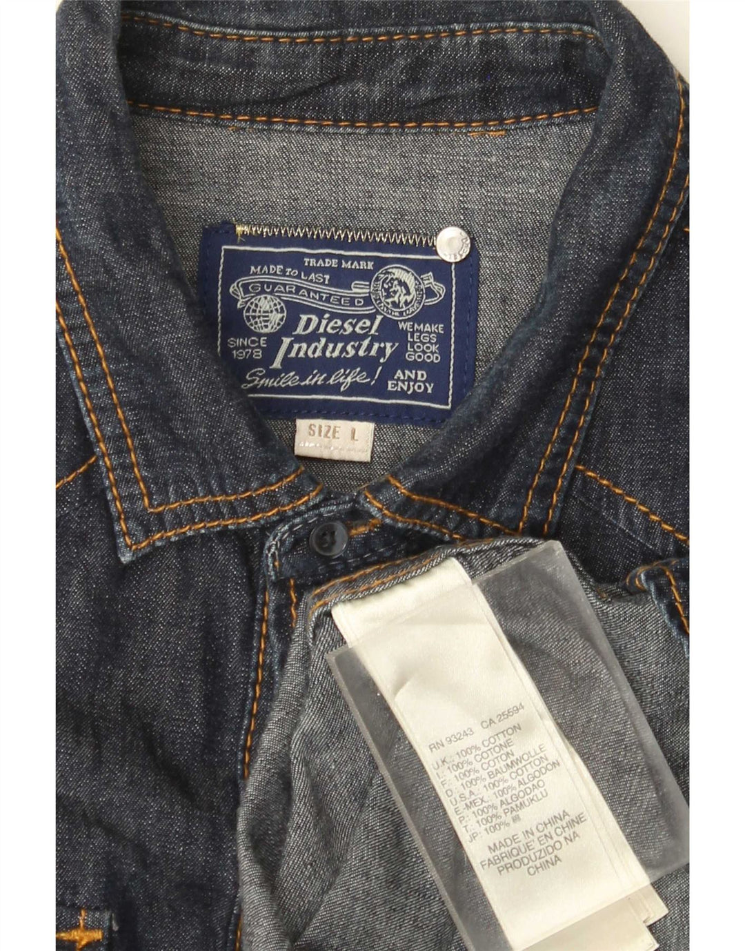 Diesel Chemise en Jean Large Bleu Marine Coton Homme