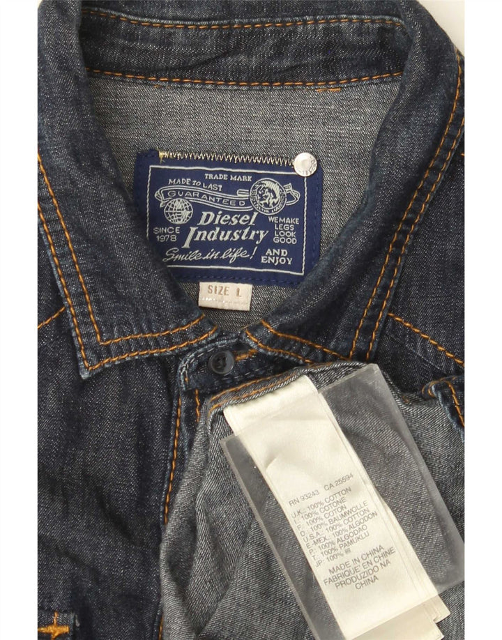 Diesel Chemise en Jean Large Bleu Marine Coton Homme