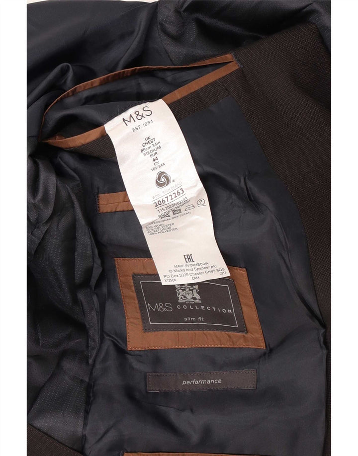 Marks & Spencer Veste blazer coupe slim à 2 boutons pour homme UK 34 XS en laine marron