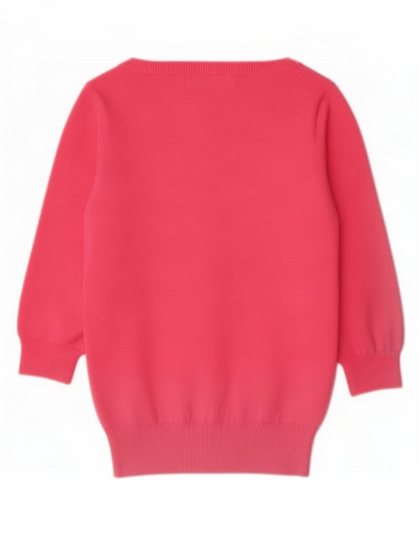 Zara Womens Cardigan à manches 3/4 Pull UK 10 Petit Coton Rose