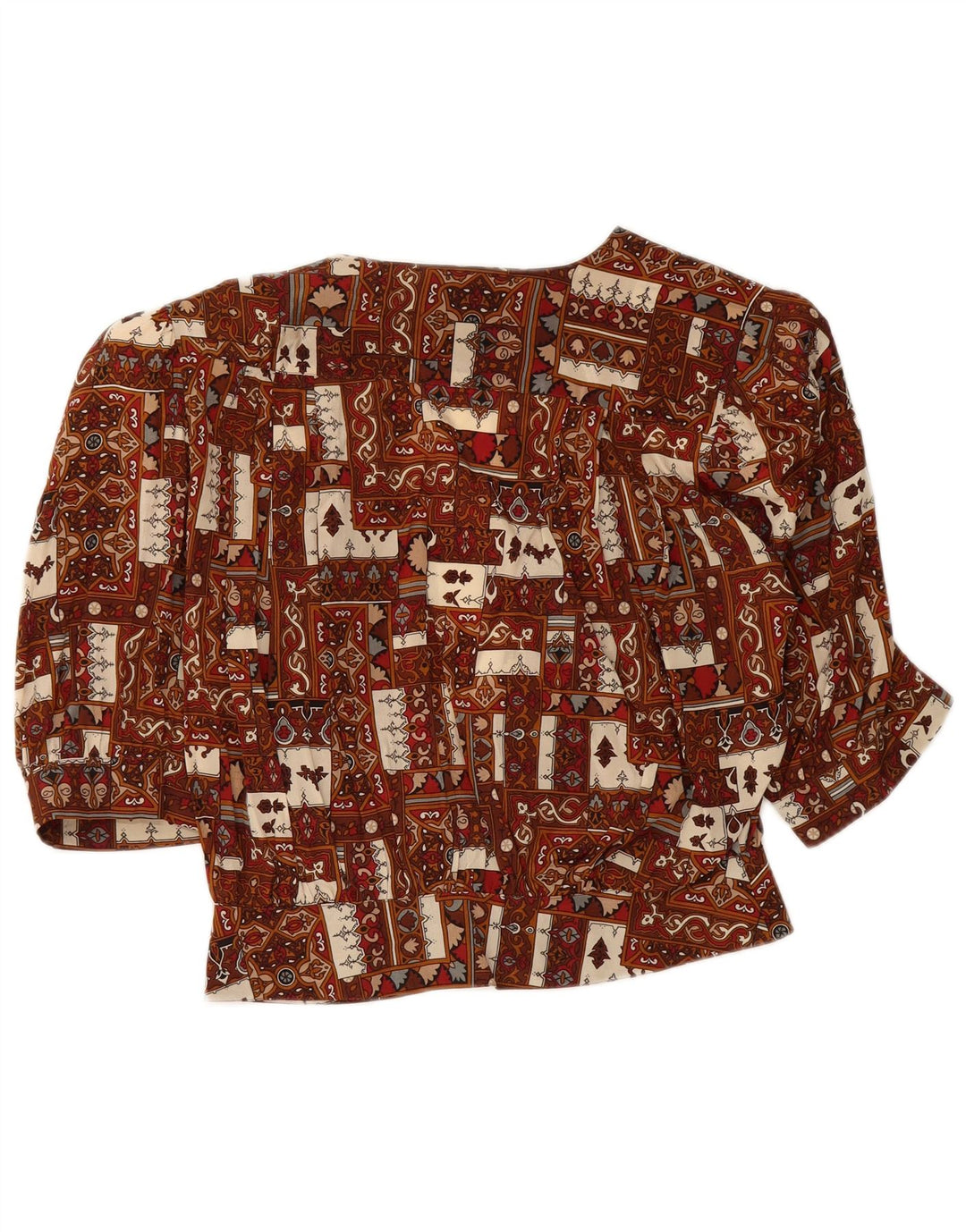 VINTAGE Chemisier coupe ample pour femme IT 44 Patchwork marron moyen