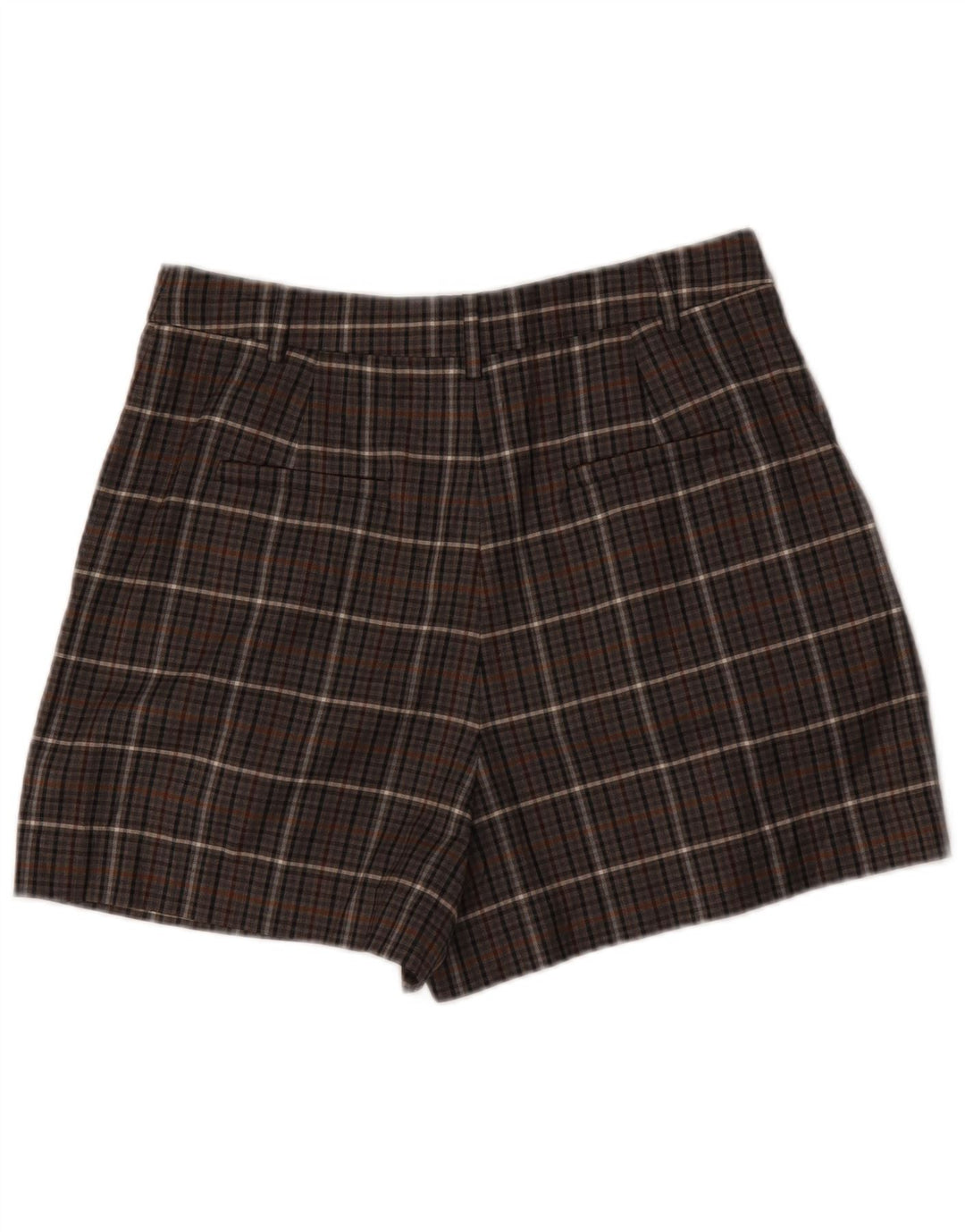 Tibi Short chino taille haute pour femme W32 en polyester à carreaux marron moyen