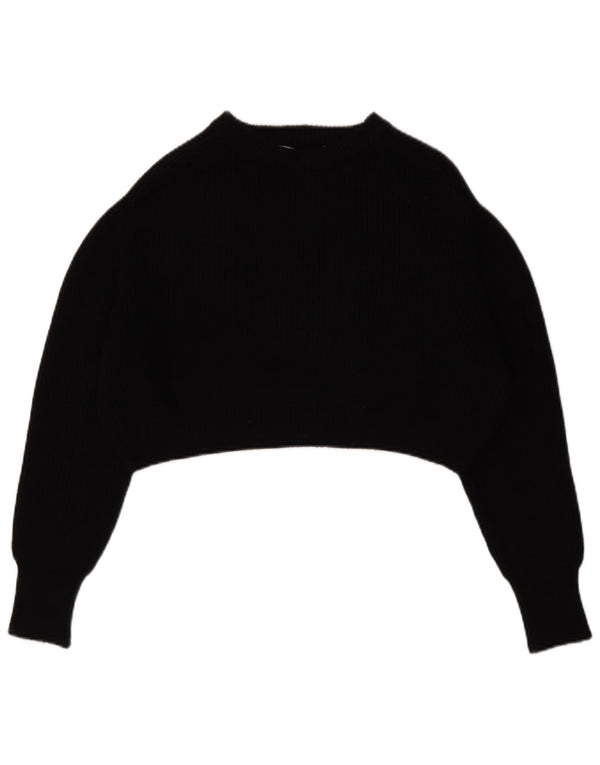 Zara Pull court surdimensionné à col bateau pour femme UK 14 Noir moyen