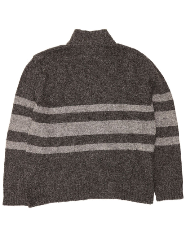 LEE Cardigan Homme Pull Large Gris Rayé Acrylique