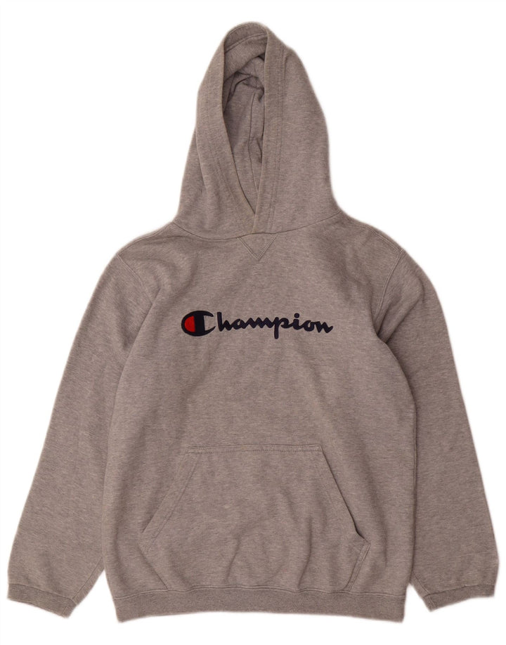 CHAMPION Pull à capuche graphique pour garçon 11-12 ans Gris Coton