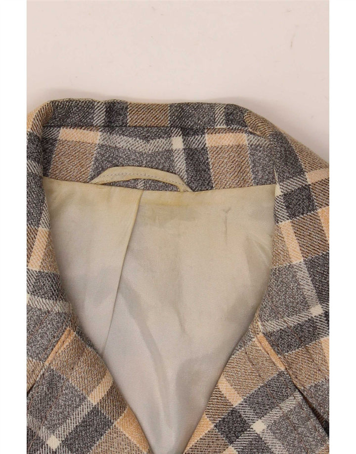 Trevira Veste blazer à 4 boutons pour femme UK 12 à carreaux multicolores moyens