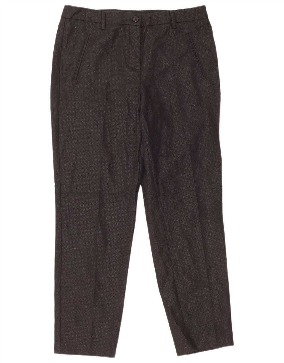 Benetton Pantalon Chino Femme UK 12 Medium W32 L27 Noir Polyester