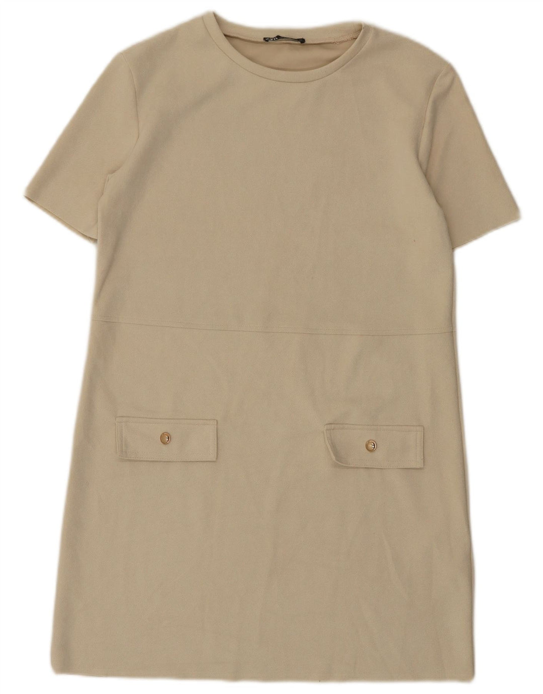 Zara Robe droite pour femme UK 44 Medium Off White Polyester