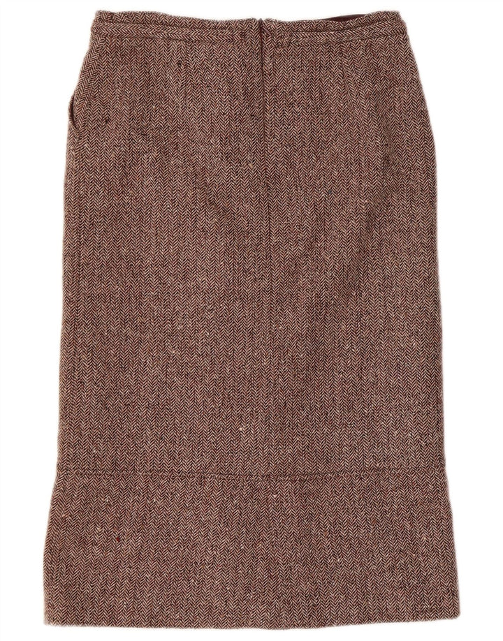 jupe droite femme vintage EU 38 Medium W30 Bourgogne Herringbone Wool