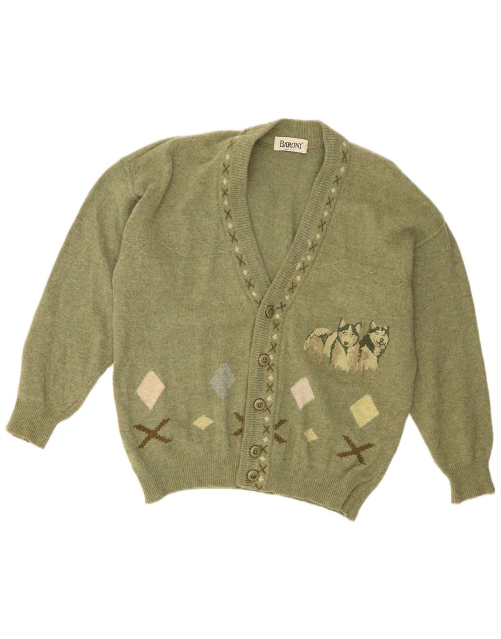 Baroni Cardigan Homme Pull IT 48 Vert Moyen Argyle/Diamant