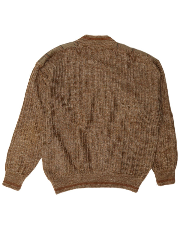 vintage Mens Réversible Cardigan Pull UK 42 XL Brown Check