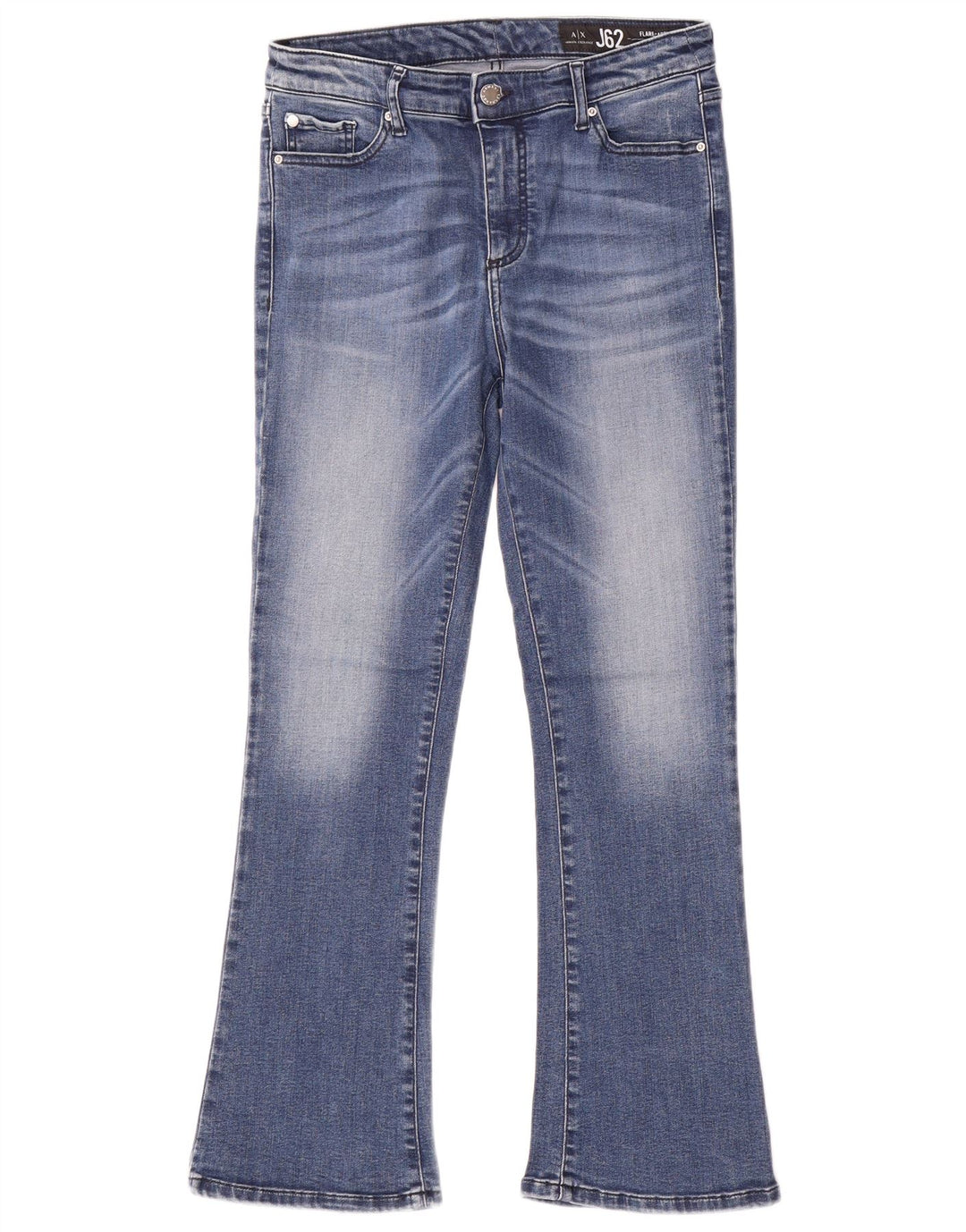 Armani Exchange Jean Capri Flared Femme W30 L27 Bleu Coton