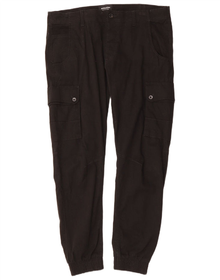JACK & JONES Pantalon Cargo Fuselé Joggers Homme W36 L29 Coton Noir