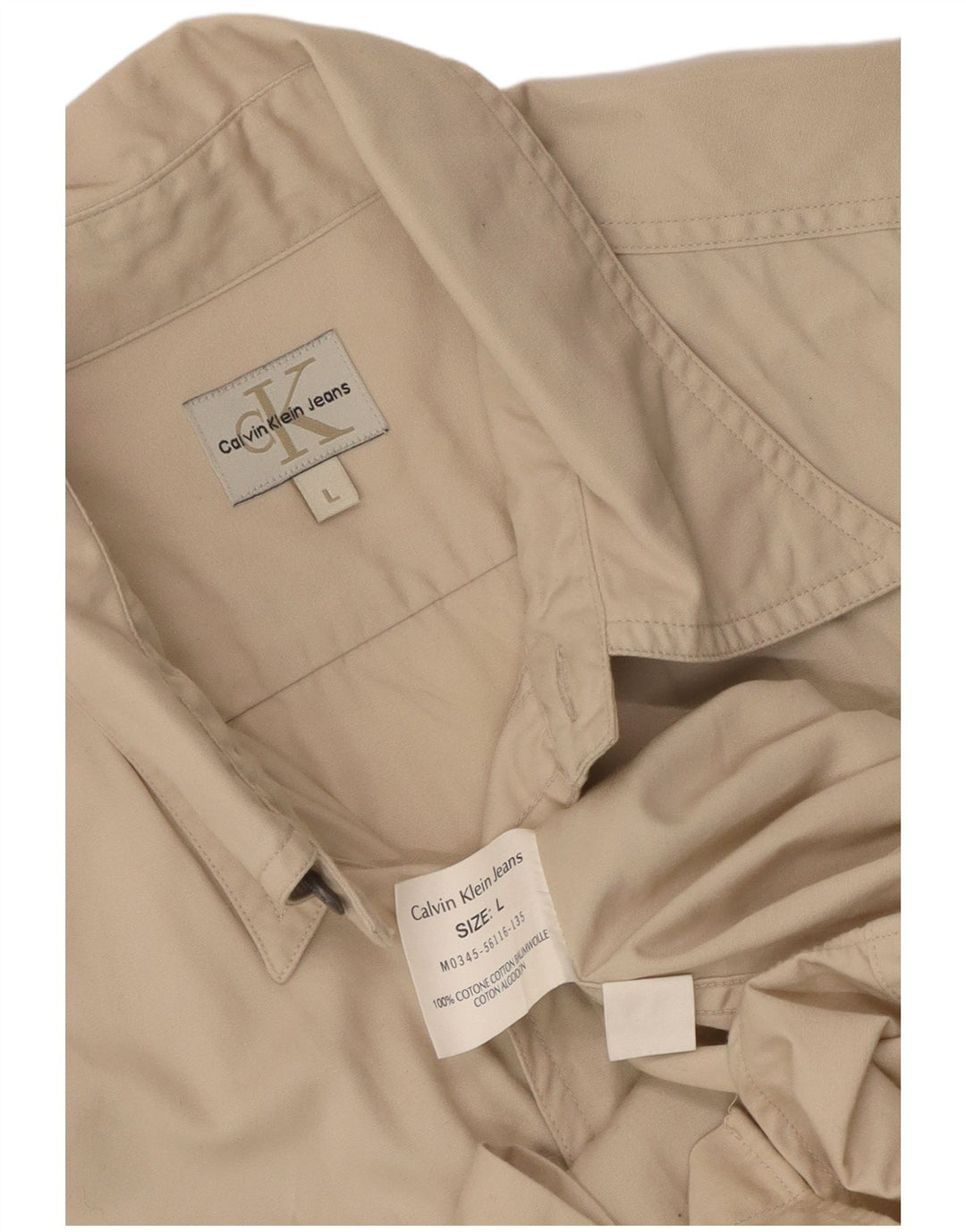 CALVIN KLEIN JEANS Chemise Homme Large Beige Coton