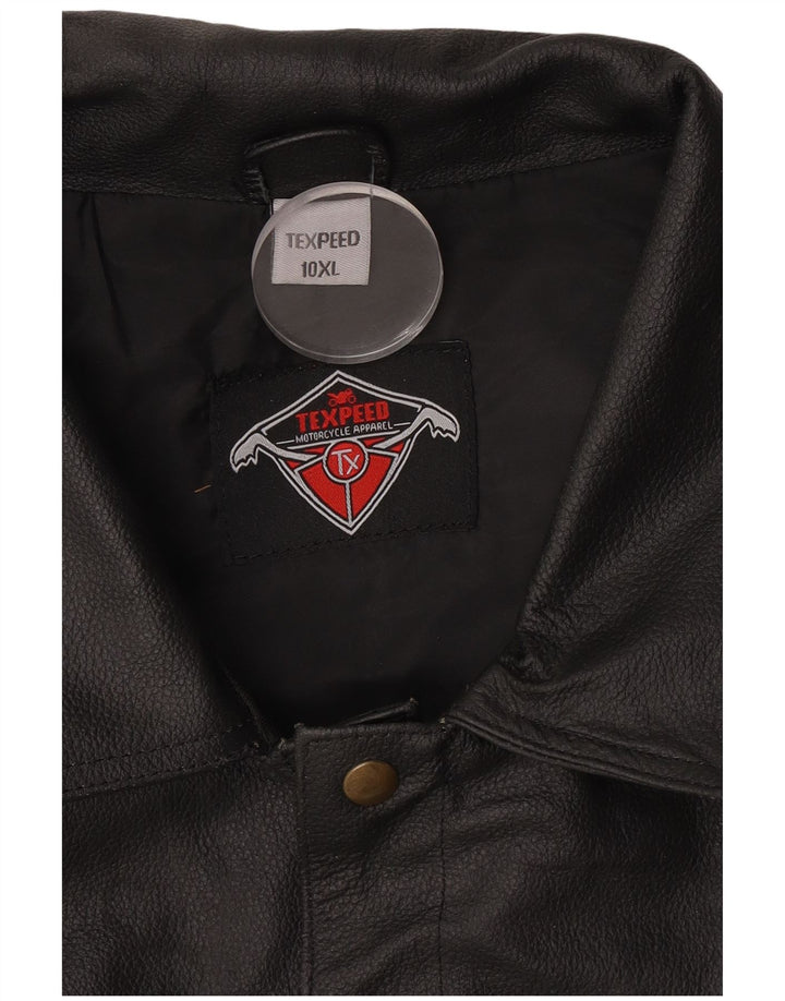 Texpeed Gilet de moto en cuir pour homme 10XL Noir