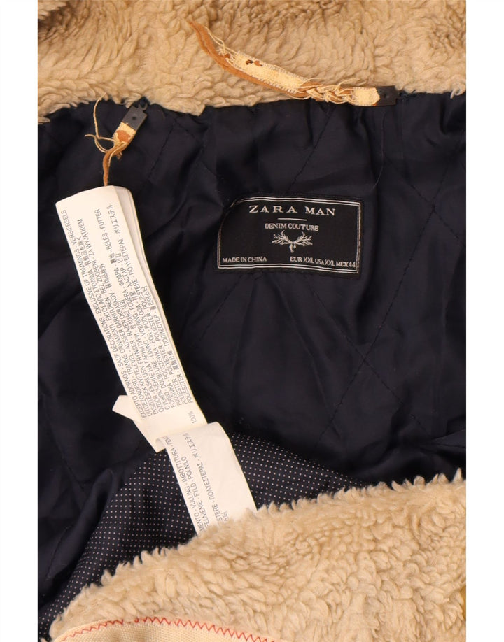 Zara Bomber à capuche pour homme UK 44 2XL Kaki Polyester