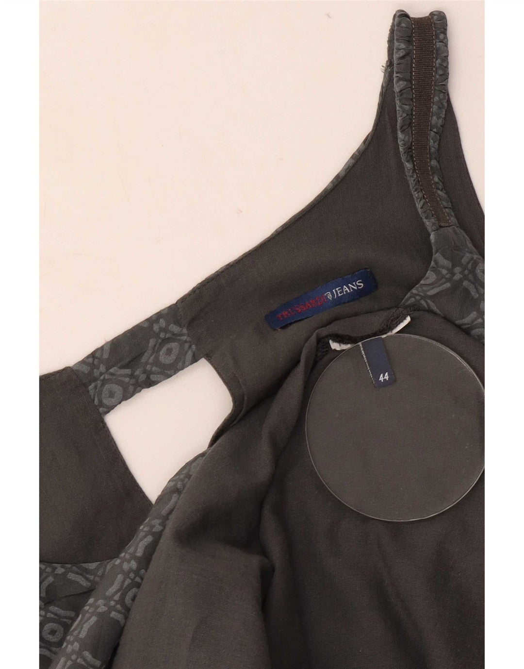 Trussardi Jeans Robe d'été Femme IT 44 Gris Moyen Géométrique