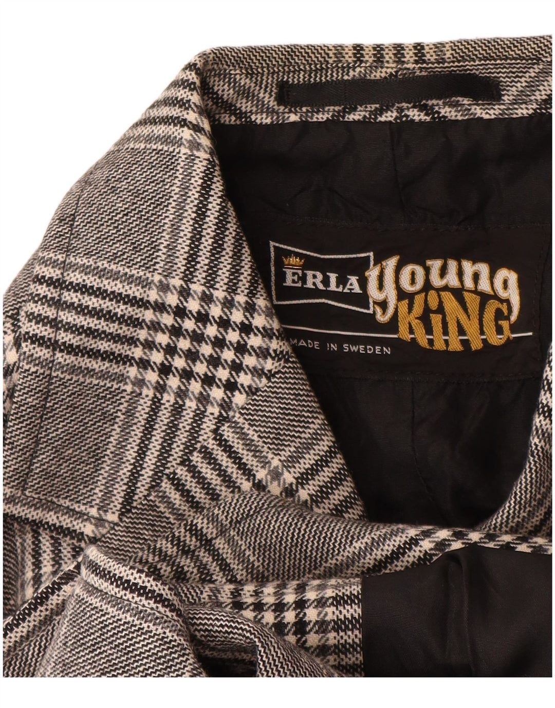 vintage Homme 2 Bouton Blazer Veste UK 38 Gris Moyen Check Polyester