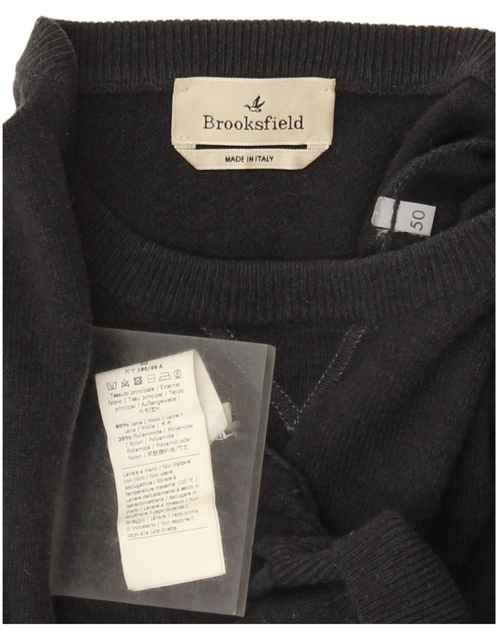 Brooksfield Pull col rond homme IT 50 laine gris moyen