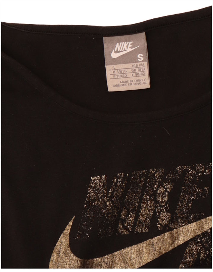 NIKE Womens Air Crop Graphic T-Shirt Top UK 8/10 Petit Noir