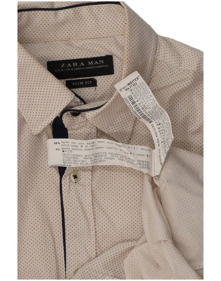 Zara Chemise Slim Fit En Coton À Pois Blanc Moyen |
