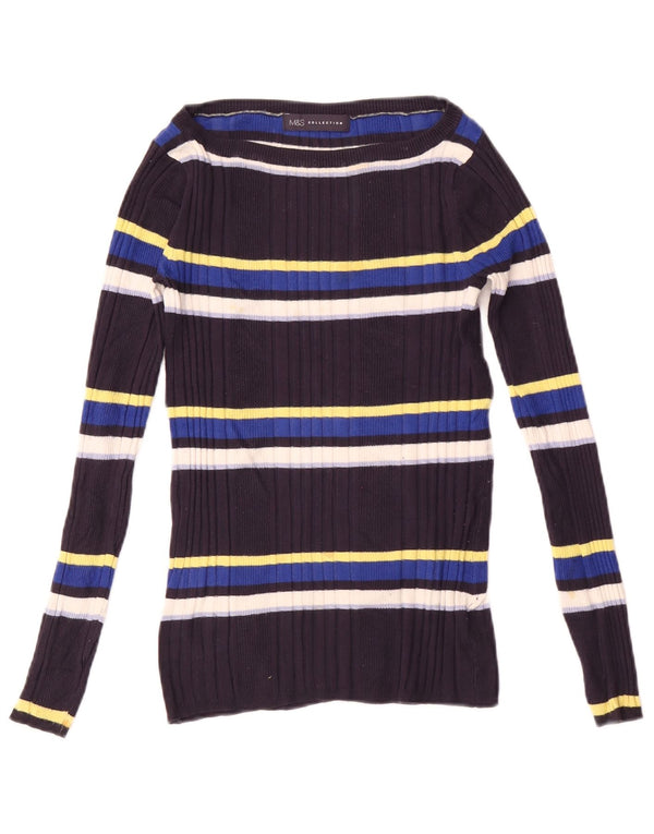 Marks & Spencer Pull col bateau pour femme UK 8 Small Bleu marine
