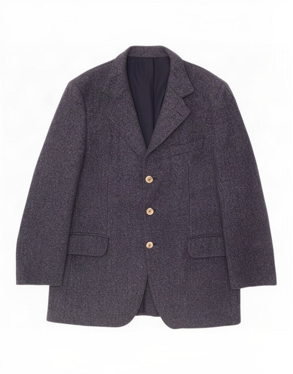 Harris Tweed Veste blazer à 3 boutons pour homme UK 40 Grande laine vierge bleu marine