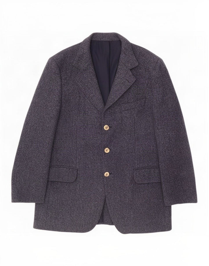 Harris Tweed Veste blazer à 3 boutons pour homme UK 40 Grande laine vierge bleu marine