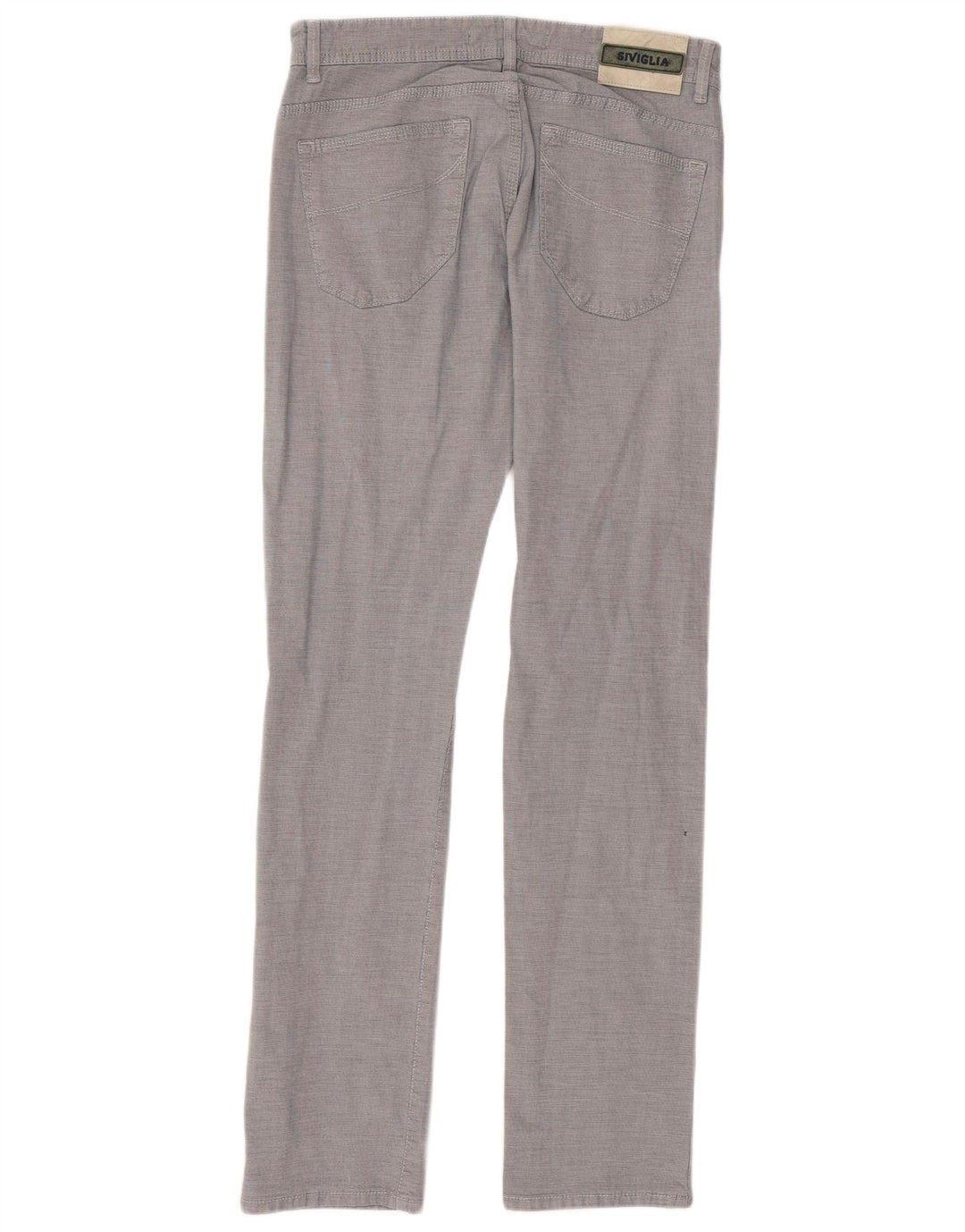 SIVIGLIA Pantalon décontracté droit femme W33 L33 Bleu à carreaux en coton