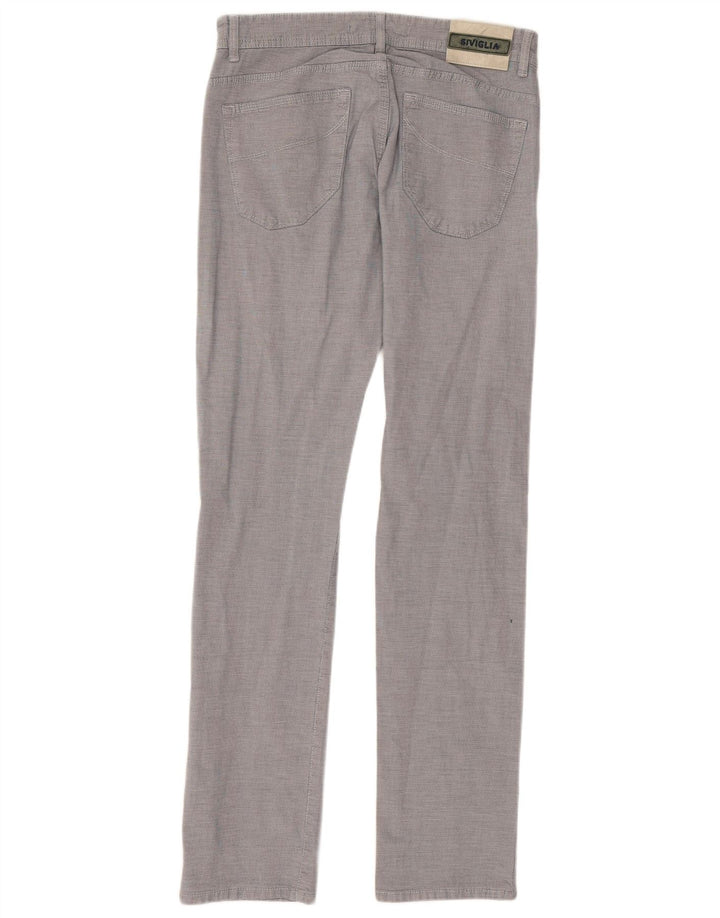 SIVIGLIA Pantalon décontracté droit femme W33 L33 Bleu à carreaux en coton
