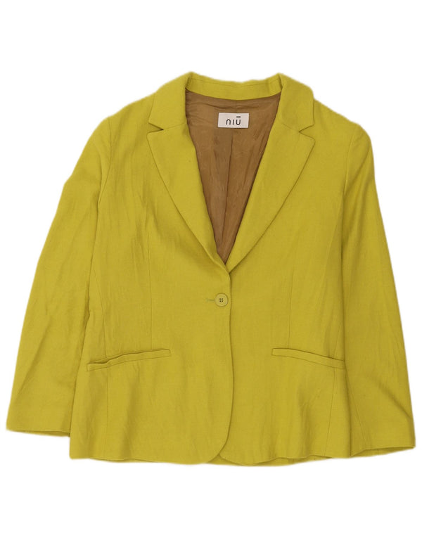 Niu Veste blazer 1 bouton pour femme UK 44 Jaune moyen Polyester