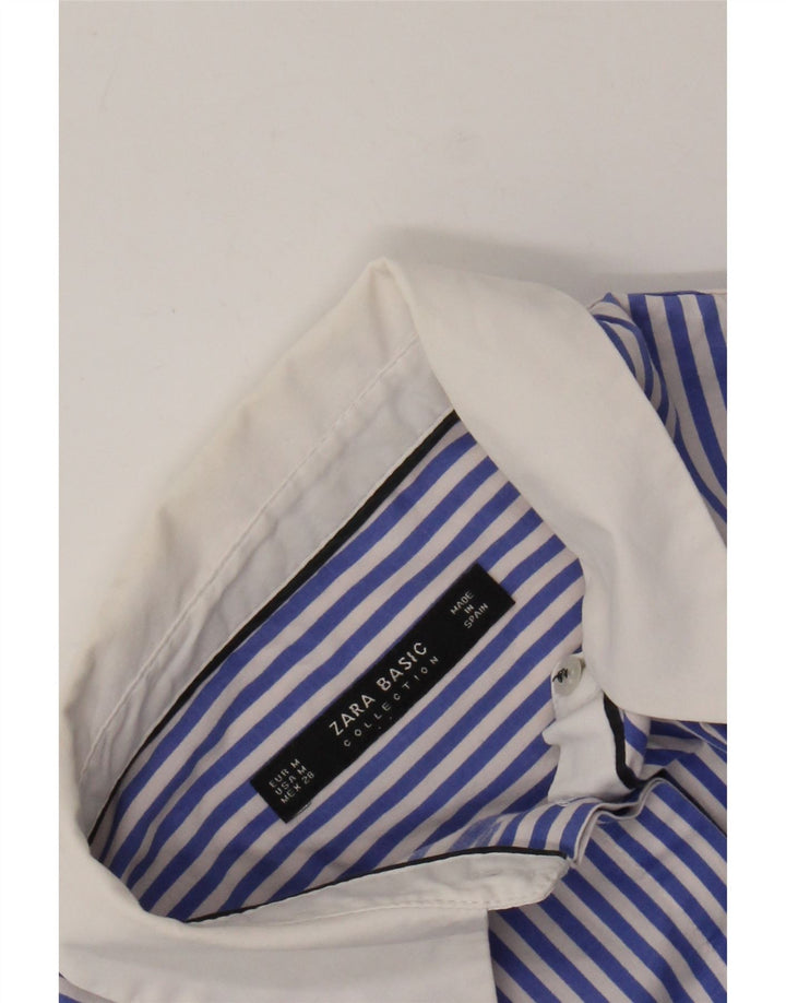 Chemise femme ZARA UK 12 bleu moyen à fines rayures