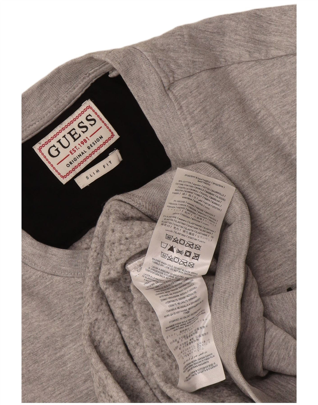 Guess Sweat-Shirt Slim Fit Homme Gris Moyen Coton