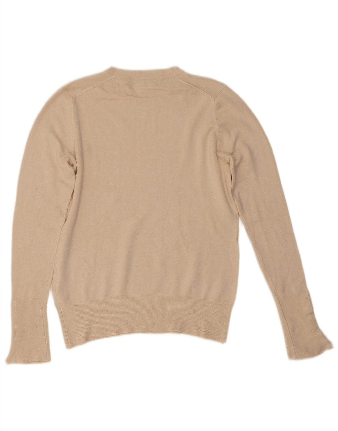 Zara Pull à col rond pour femme UK 12 Viscose beige moyen