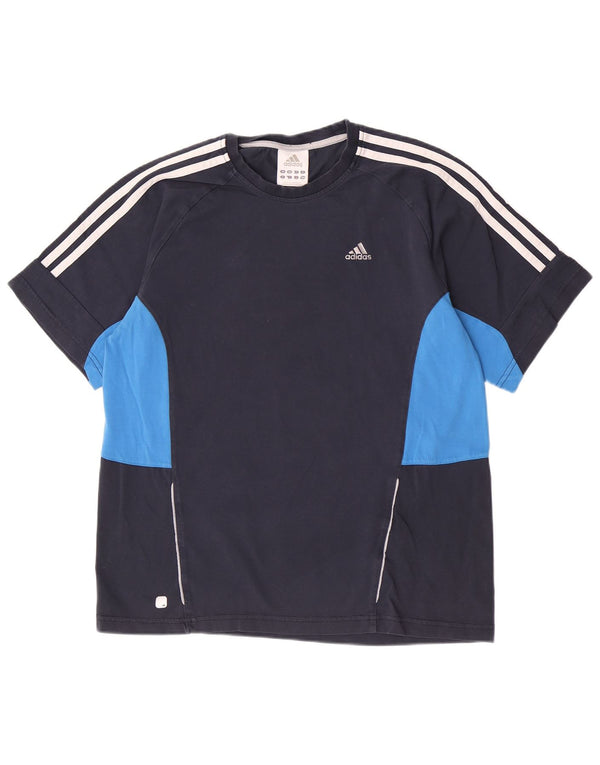 Adidas T-shirt régulier à manches courtes pour hommes, petit, bleu marine, colour block