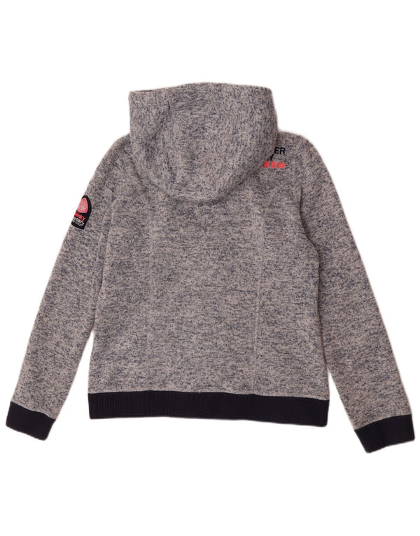 Superdry Pull à capuche zippé pour homme UK 14 Large Bleu Moucheté Polyester
