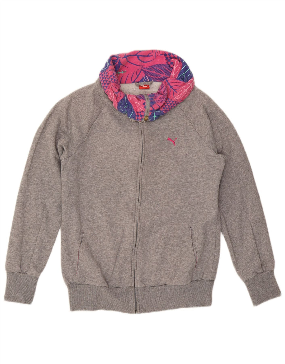 PUMA Veste de survêtement pour femme UK 12 Gris moyen en coton floral