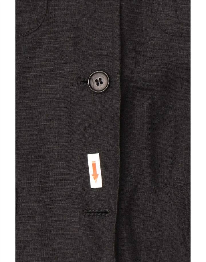 Max Mara Veste blazer week-end à 3 boutons pour femme UK 8 Petit lin noir