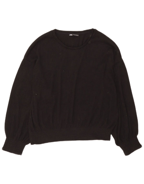 Zara Pull col bateau pour femme UK 16 Large Noir Polyester