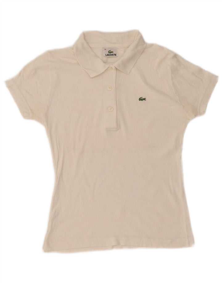 Lacoste Polo Femme Taille 38 Moyen Blanc Cassé Coton